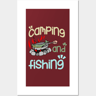 camping and fishing Posters and Art